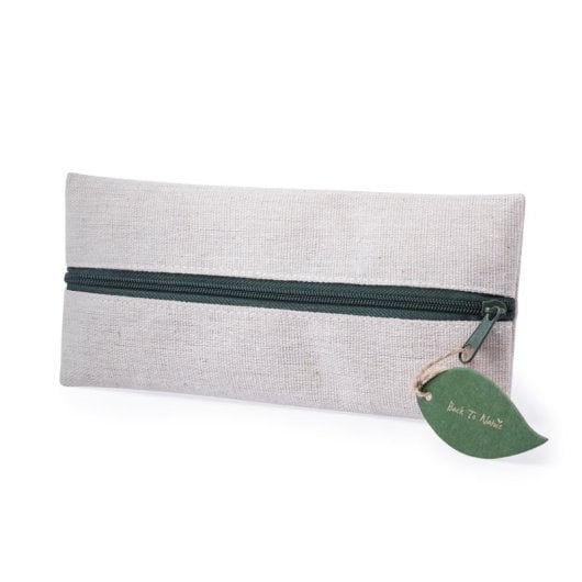 Estojo Marfik da linha Nature, fabricado em algodão e juta. Com fecho de correr.