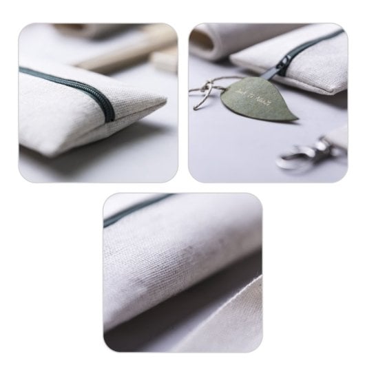 Estojo Marfik da linha Nature, fabricado em algodão e juta. Com fecho de correr.