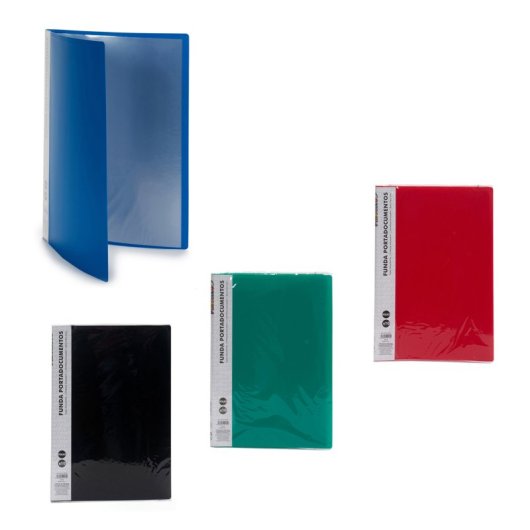 Lot de 4 porte-documents A4 de 10 feuilles. 4 couleurs assorties.