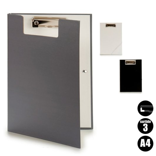 Confezione da 3 cartelle con clip e gomma A4 assortiti 3 colori