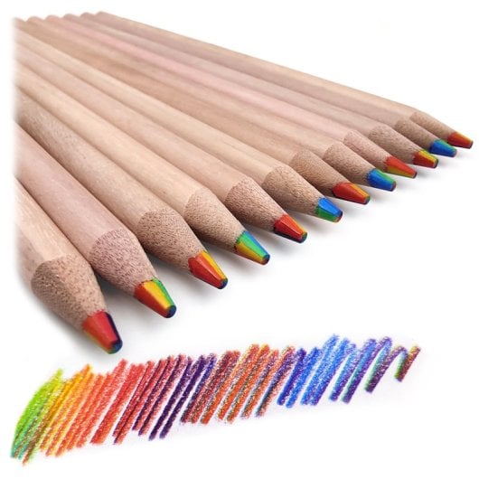 Set di 12 matite di legno arcobaleno magico