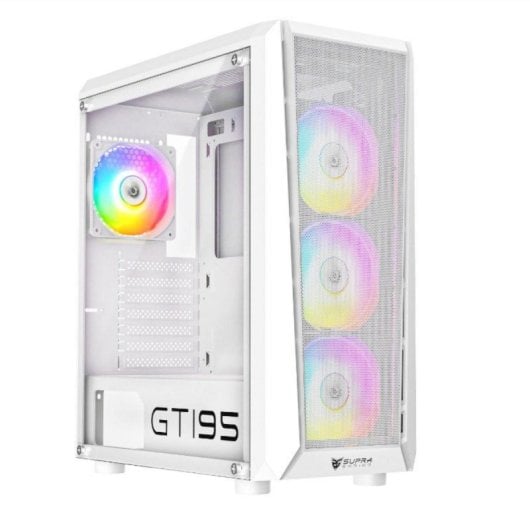 PC-Gehäuse SUPRA GAMING GTI 95 Mesh White 4x ARGB-Lüfter gehärtetes Glas EATX-kompatibel