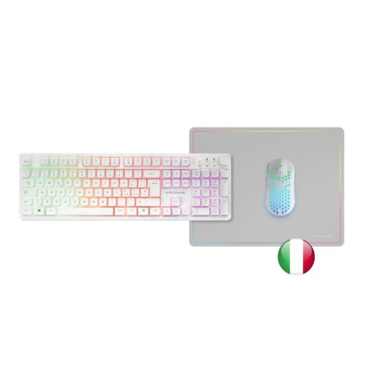 Mars Gaming Mcpwx Combo Gaming Inalámbrico Teclado Frgb Ratón Rgb Alfombrilla Blanco Italiano
