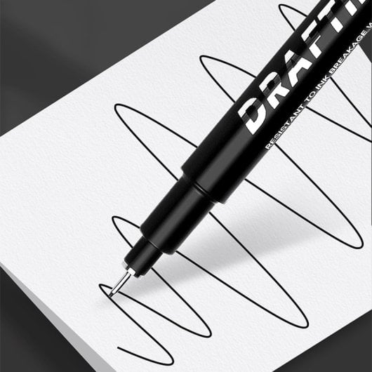 Canetas Fineliner com pontas variadas, 12 canetas Microliner pretas (0,2 mm a 3 mm), canetas para desenho técnico, canetas para ilustração