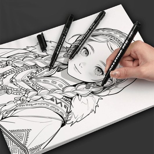 Canetas Fineliner com pontas variadas, 12 canetas Microliner pretas (0,2 mm a 3 mm), canetas para desenho técnico, canetas para ilustração