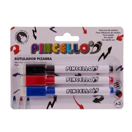 3er-Set Marker mit Radierkappen, 3 Farben