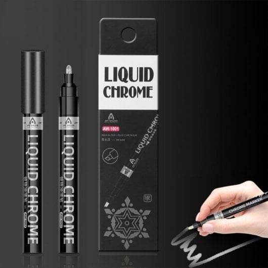 2,0 mm flüssiger Chrom-Metallic-Spiegelmarker. Wasser- und lichtbeständig.