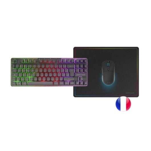 Mars Gaming MCPWTKL Combo Gaming Sem Fios Teclado TKL FRGB + Rato RGB + Tapete Preto (FR)