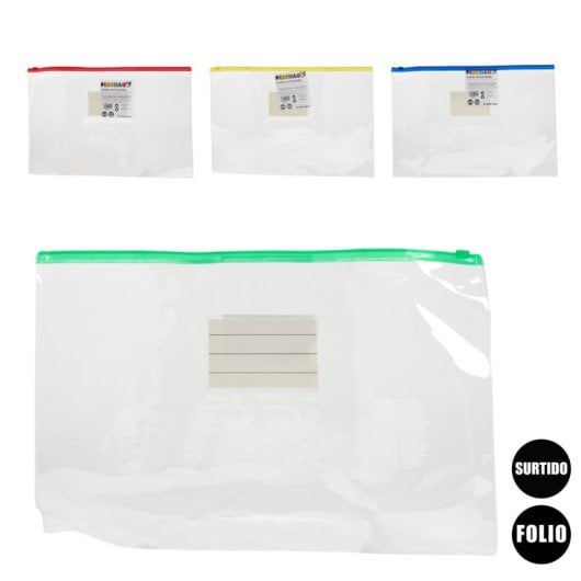 Embalagem com 12 envelopes autocolantes A4. 4 cores sortidas.