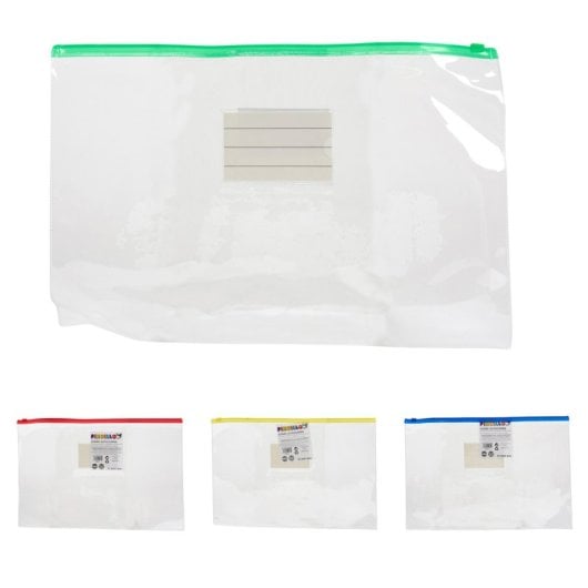 Embalagem com 12 envelopes autocolantes A4. 4 cores sortidas.