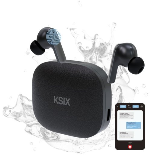 Ksix Ultimai Auriculares Inalámbricos, Autonomía 20 + 6 Horas, Ia Integrada, Traducción Simultánea, Llamadas, Asistente 