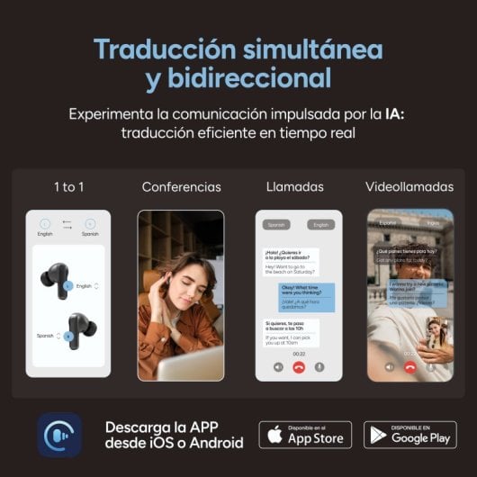 Ksix Ultimai Auriculares Inalámbricos, Autonomía 20 + 6 Horas, Ia Integrada, Traducción Simultánea, Llamadas, Asistente 
