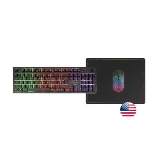 Mars Gaming MCPWX Combo Gaming Sem Fios Teclado FRGB + Rato RGB + Tapete Preto (Inglês US)