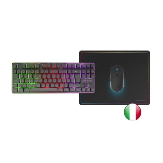 Mars Gaming Mcpwtkl Wireless Gaming Combo Tkl Frgb Tastiera RGB Tappetino per mouse Nero Italiano
