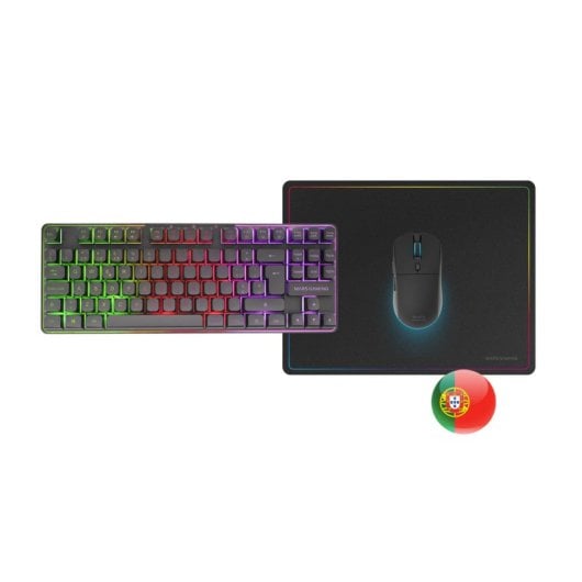 Mars Gaming MCPWTKL Combo Gaming Sem Fios Teclado TKL FRGB + Rato RGB + Tapete Preto (PT)