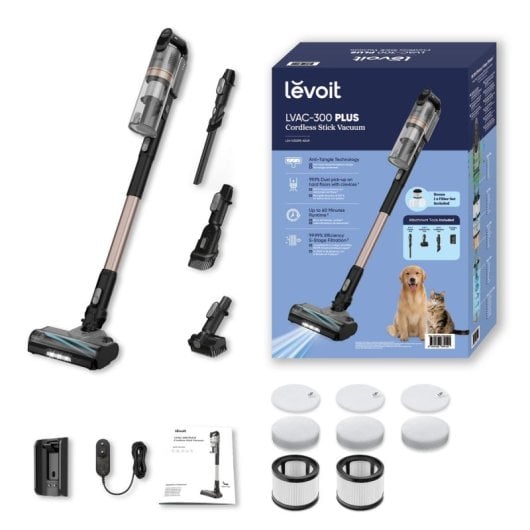 Aspirapolvere senza fili Levoit LVAC-300 Plus 240W Filtro HEPA Autonomia 60 min LED