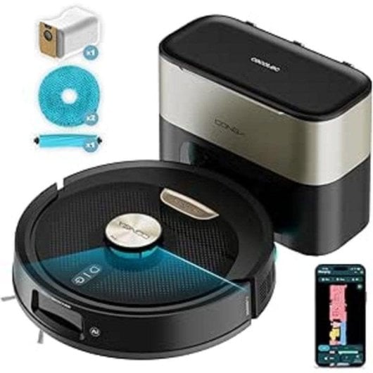 Robot Aspirador y Fregasuelos Cecotec Conga Y100 Spin AI con Autovaciado Navegación Láser 20.000 Pa Cepillo Silicona Mas
