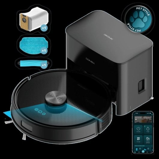 Robot Aspirador e Fregasuelos Cecotec Conga Y70 com Autovaciado Navegação Laser 20000 Pa Ideal para Animais de Estimação