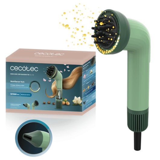 Secador de pelo Cecotec IoniCare Dry&Keratin Olive NutriEssence Brushless 1200W iónico