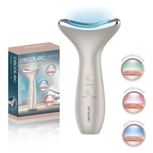 Cepillo facial Cecotec FaceCare Face&Neck Pro LED EMS vibración calor