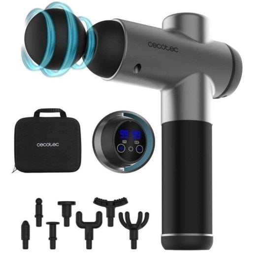 Pistola de Masaje Cecotec SkinCare Massage Full Recovery 99 Niveles 8 Cabezas LCD