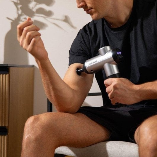 Pistola de Masaje Cecotec SkinCare Massage Full Recovery 99 Niveles 8 Cabezas LCD