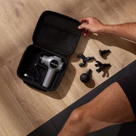 Pistola de masaje Cecotec SkinCare Massage Gun 99 niveles 4 cabezales USB C