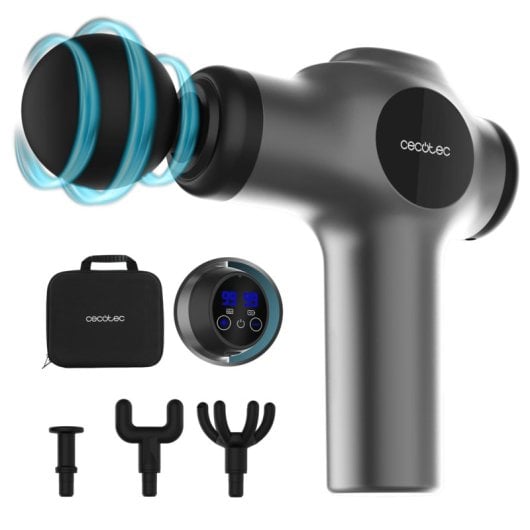 Pistola de masaje Cecotec SkinCare Massage Gun 99 niveles 4 cabezales USB C