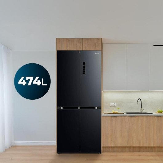Réfrigérateur 4 portes Cecotec Bolero CoolMarket 4D 474 Dark E Total No Frost 177,5 cm 474 L E Noir