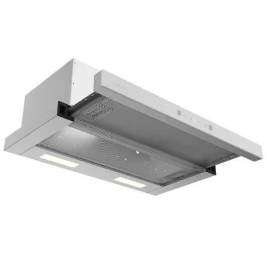 Campana extractora Cecotec Bolero Flux TLT 704400 Glass White Recirculación 70cm con control táctil y filtros de carbono