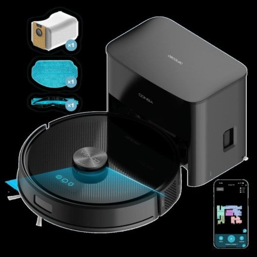 Robot Aspirador e Limpador de Chão Cecotec Conga Y50 Navegação Laser 5000 Pa Base Esvaziamento Automático WiFi APP