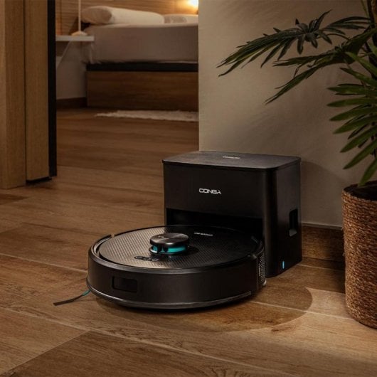 Robot Aspirador e Limpador de Chão Cecotec Conga Y50 Navegação Laser 5000 Pa Base Esvaziamento Automático WiFi APP
