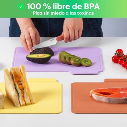 Tabla de cortar set 3 unidades TPU reciclable antibacterianas antideslizantes multicolor