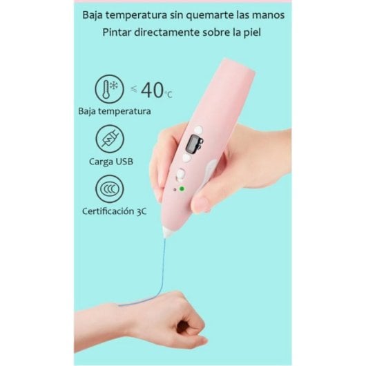 Bolígrafo 3D Antiescaldadura Baja Temperatura Filamento PCL 5 Colores USB
