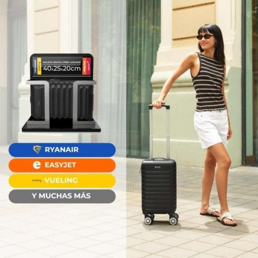 Maleta Cabina Numada ABS Reciclado 20L Ruedas 360º Extraíbles 40x25x20cm Ultraligera Negra