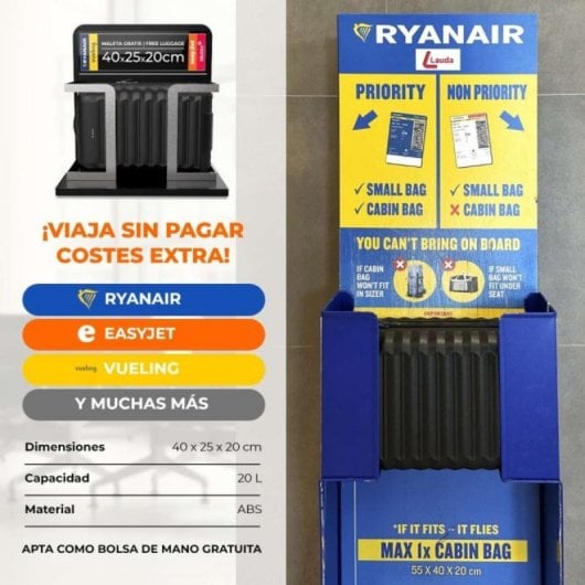 Maleta Cabina Numada ABS Reciclado 20L Ruedas 360º Extraíbles 40x25x20cm Ultraligera Negra