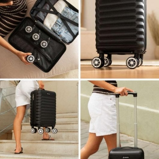 Maleta Cabina Numada ABS Reciclado 20L Ruedas 360º Extraíbles 40x25x20cm Ultraligera Negra