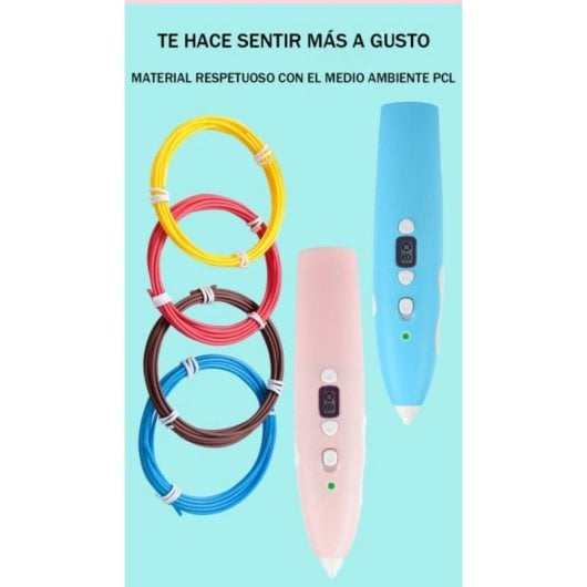 Bolígrafo 3D Antiescaldadura Filamento PCL 1.75 mm 5 Colores Baja Temperatura USB