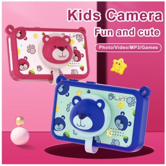 Cámara Digital Compacta Lipa G29D 12 MP Sensor CMOS Full HD Pantalla 2,4" Funda Antigolpes Juegos