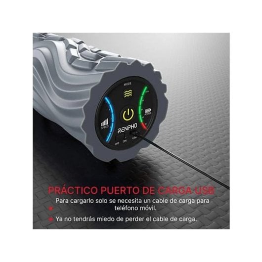 Rodillo di schiuma Renpho PEU-FT-YB-03-GY vibrante 5 velocità 2 modalità USB grigio