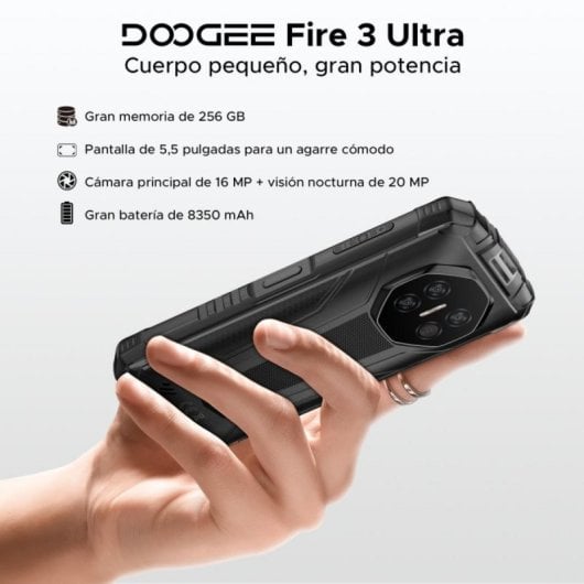 Smartphone DOOGEE Fire 3 Ultra 24GB RAM 256GB Rugerizado Android 15 Negro/Naranja