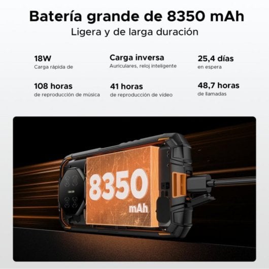 Smartphone DOOGEE Fire 3 Ultra 24GB RAM 256GB Rugerizado Android 15 Negro/Naranja