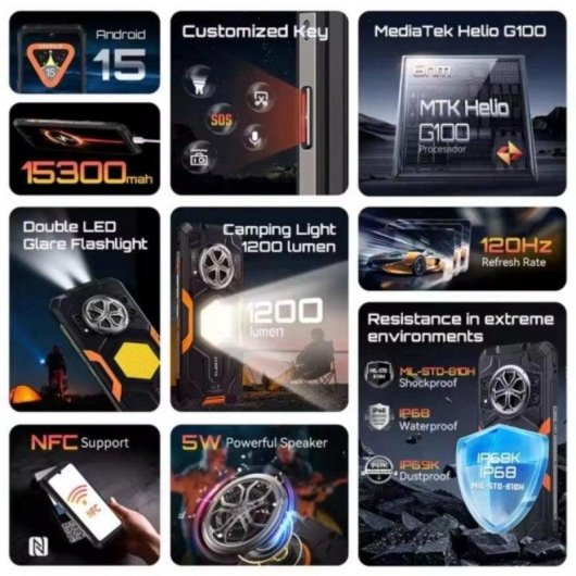 Cubot KingKong Power 5 4G 6GB 128GB 6.88" Negro Naranja