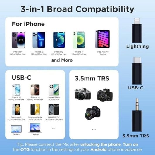 BOYA BOYALINK 2 Microfone Sem Fios 3-em-1 Omnidirecional USB-C/TRS com Cancelamento de Ruido