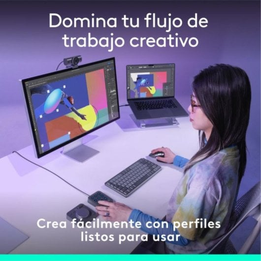 Teclado Logitech MX Creative Console 9 teclas LCD personalizables Dial Bluetooth USB Grafito