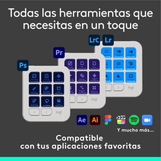 Teclado Logitech MX Creative Console 9 teclas LCD personalizables Bluetooth USB Gris