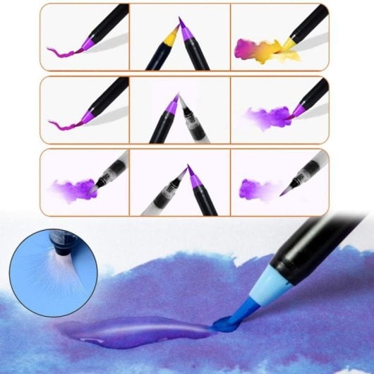Conjunto de Marcadores Brush Pen 20+1 Nylon Flexível Acuarelável com Misturador de Água