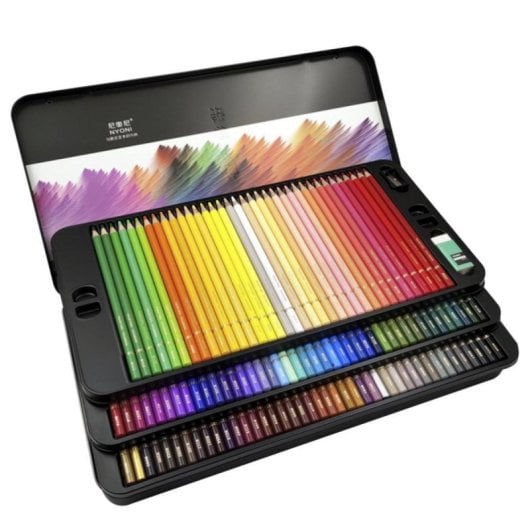 Coffret 120 crayons de couleur professionnels Bois Boîte métal 3 niveaux avec accessoires