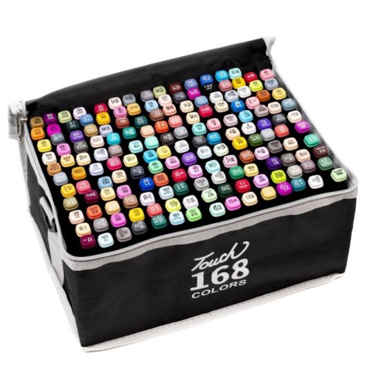 Set de 262 feutres double pointe 1 mm et 6 mm coffret polyester couleurs variées