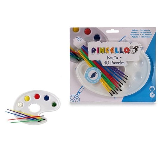 Conjunto de pincéis artísticos 10 peças com paleta e tintas para manualidades